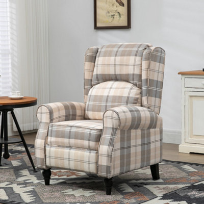 Homcom Recliner Chair For Living Room Wingback Chair With Padded Armrest Khaki