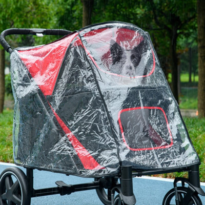 PAWHUT Rain Cover for Dog Pram Stroller Buggy, for Large, Medium Dogs in Clear - Image 4