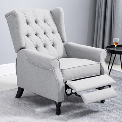 Homcom Manual Reclining Armchair Recliner With Footrest Grey from B&Q