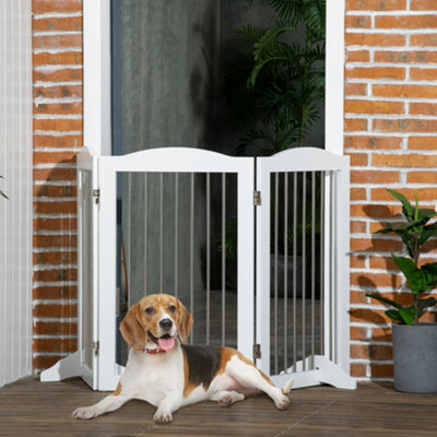Pawhut Unisex White Foldable Dog Gate, Freestanding Pet Gate With Two Support Feet In - Image 10