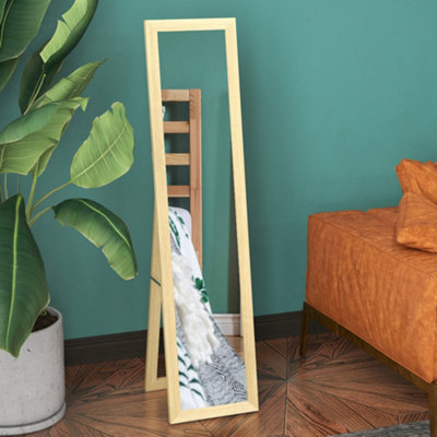 Homcom Full Length Mirror Farmhouse Wall Mirror Hanging Freestanding Natural from B&Q