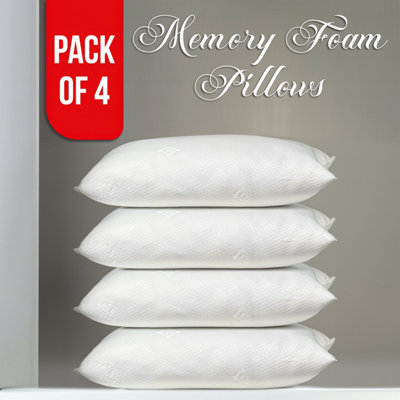 B&Q -  Memory Foam Pillows Pack Of 4 Hotel Quality Neck Back Support Anti Mold & Anti Bacterial Soft Filled Pillow 40X70 Cm