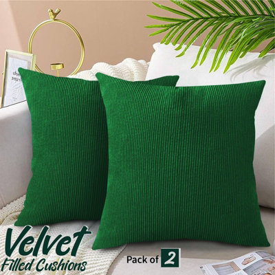 Ameha Emerald Velvet Cushion Set18X18 InchIncludes 2 Filled Cushions & 2 CoversSoftBreathable & Hypoallergenic from B&Q