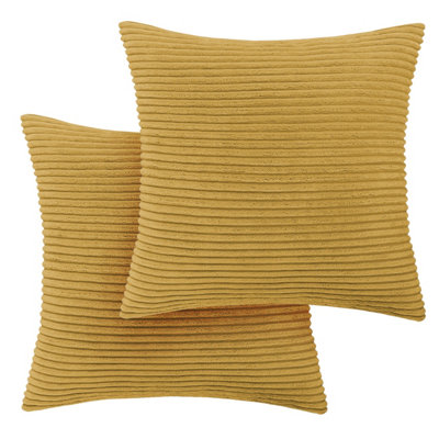 Ameha Ochre Velvet Cushion Set18X18 InchIncludes 2 Filled Cushions & 2 CoversSoftBreathable & Hypoallergenic from B&Q