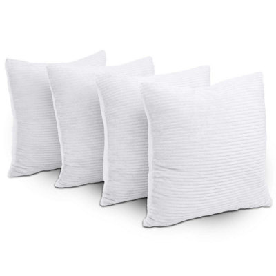 Ameha White Stripe Velvet Cushion Set18X18 InchIncludes 4 Filled Cushions & 4 CoversBreathable & Hypoallergenic from B&Q