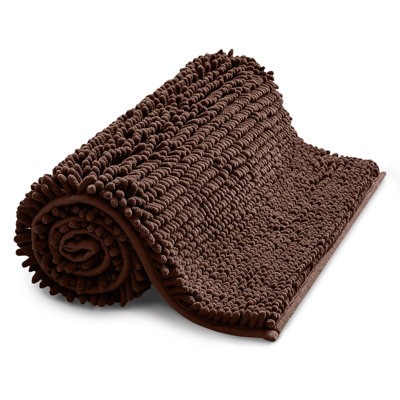 Ameha Brown Chenille Mat 50X80CmExtra SoftNon-SlipAbsorbent Bath Rug & Doormat from B&Q