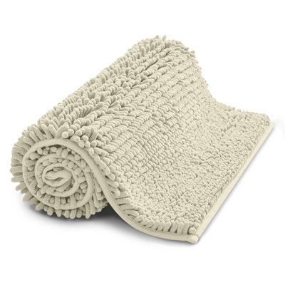 Ameha Cream Chenille Mat 50X80CmExtra SoftNon-SlipAbsorbent Bath Rug & Doormat from B&Q