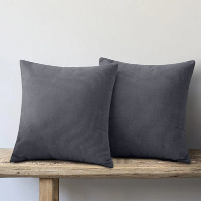 Ameha Stripe Velvet Grey Cushion Cover 18X18 Inch Set Of 2Soft Breathable Hypoallergenic Zip Closure from B&Q