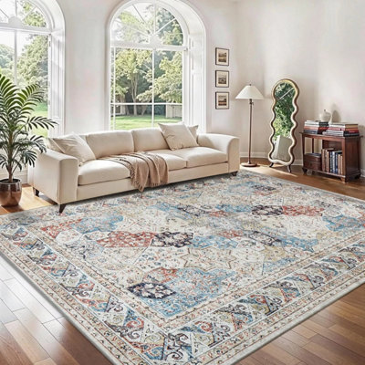 Ameha Non Slip Rugs For Bedroom Living Room Large Coastal Cashmere Area Rugs Indoor Outdoor Floor Carpets 160 X 230 Cm from B&Q