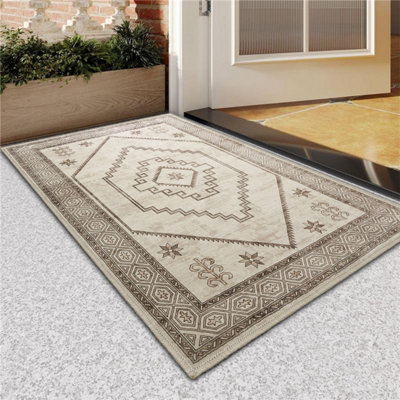 Ameha Cashmere Door Rug Living Room Bedroom Floor Radiant Geometric Pattern Rugs 60 X 110 Cm from B&Q