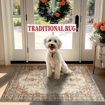 Ameha Non Slip Timeless Cashmere Rug For Bedside Large Mats-60X110 Cm Floral Door Mat from B&Q