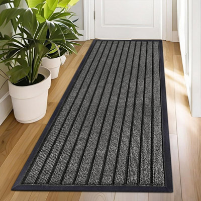 Ameha Heavy Duty Pvc Rubber Mat Indoor & Outdoor Dirt Trapper Super Absorbent Large Area & Runner MatGrey 80X150Cm from B&Q