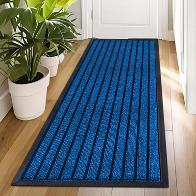 Ameha Heavy Duty Pvc Rubber MatWashable Dust Trapper Indoor  Outdoor Hallway Runner (Blue80X150Cm) from B&Q