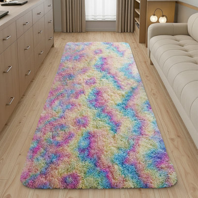 Ameha Rainbow Shaggy Rug Hallway Runner For Living Dining Room Bedroom Kitchen Rugs Modern Pet Friendly Rugs-60X220 Cm from B&Q