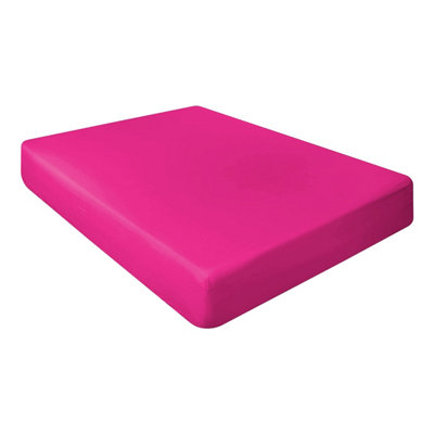 Ameha Hot Pink Fitted Sheet 40Cm Extra Deep Pocket Elastic Corners Soft Microfiber Fitted Sheet 16" Super King 180X200Cm from B&Q