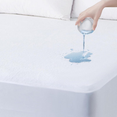 Ameha Terry Mattress Protector Moisture-AbsorbingQuiet & Hypoallergenic Single (90X190Cm) 30Cm Deep Elastic Fit from B&Q
