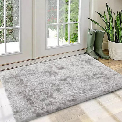 Ameha Shaggy Rug 60X110 Cm Tye Dye Light Grey Area Rugs For Bedroom Non Slip Modern Floor Mats Beside Runner Rug For Kids Rooms from B&Q
