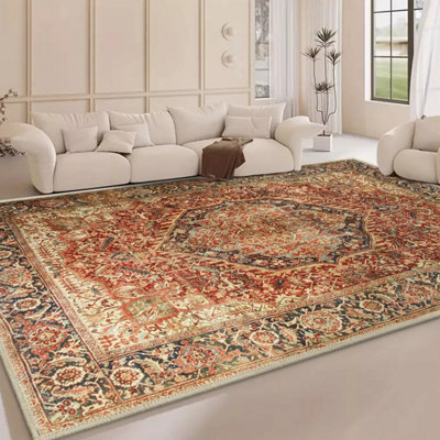 Ameha Nonslip Majestic Cashmere Rug Vintage Classic Modern Rug Living Room Bedroom Carpet 200X290 Cm from B&Q