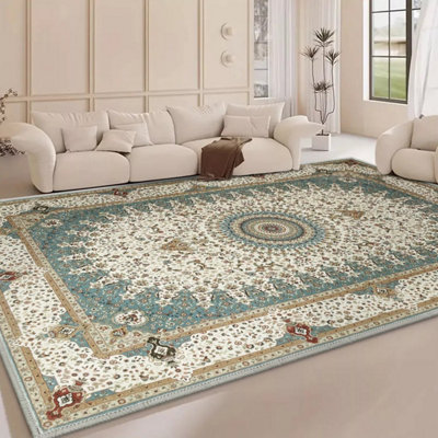 Ameha Willow Teal Cashmere Rugs Extra Large Area Non Slip Rug Livingroom Bedroom Carpet 200 X 290 Cm from B&Q