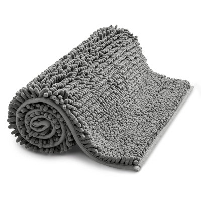 Ameha Grey Chenille Mat 50X80CmExtra SoftNon-SlipAbsorbent Bath Rug & Doormat from B&Q