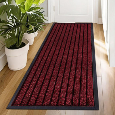 Ameha Pvc Rubber MatIndoor Outdoor Non Slip Water & Dirt Absorbent Large AreaRunner MatBurgundy 80X150Cm from B&Q