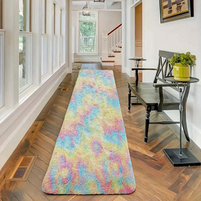 Ameha Rainbow Shaggy Rugs Bedroom Living Room Kitchen Hallway Extra Large Runner Rug Smooth Non Shedding Carpet 80X300 Cm from B&Q