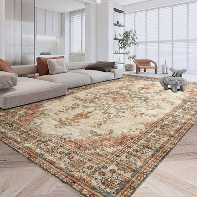 Ameha Extra Large Cashmere Rugs Non Slip Hallway Master Area Living Room Bedroom Carpet- (Timeless240 X 320 Cm) from B&Q
