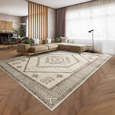 Ameha Cashmere Rug Non Slip Extra Large Area Bedroom Modern Living Room Carpet-(Radiant,240X320 Cm) from B&Q