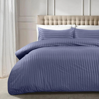 Ameha Stripe Duvet Set Reversible Bedding Set With Pillowcase Breathable Microfiber Quilt Cover Washed Blue Single Size 135X200Cm from B&Q