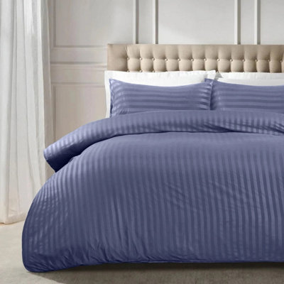 Ameha Stripe Duvet Set Reversible Bedding Set With Pillowcase Breathable Microfiber Quilt Cover Washed Blue Double Size 200X200Cm from B&Q
