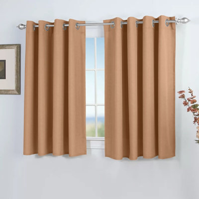 Ameha Plain Blackout Curtain 230Gsm Thick Thermal Insulated Ready Made Eyelet Beige Curtains 46''x54'' Pair With 2X Tie Backs from B&Q