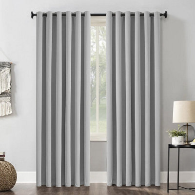 Ameha Light Grey Blackout Eyelet Curtains Ready Made Ring Top Thermal Insulated Heavy Thick Curtain 66''x90'' Bedroom Living Room from B&Q
