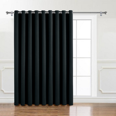 Ameha Black Plain Thermal Insulated Blackout 230Gsm Eyelet Curtain For Energy Saving Single Panel 66''x84'' Uk Home Decor from B&Q