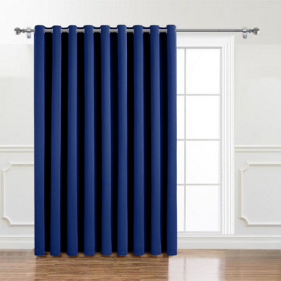 Ameha Navy Plain Thermal Insulated Blackout 230Gsm  Eyelet Curtain For Energy Saving Bedroom Single Panel 66''x84'' Uk Home Decor from B&Q