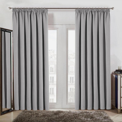 Ameha Light Grey Blackout Curtain Pencil Pleat Curtain 66''x72'' Thick Thermal Insulated Curtains Pair Living Room Decor Uk from B&Q