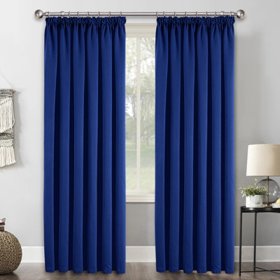 Ameha Navy Blackout Curtain Pencil Pleat Curtain 66''x72'' Thick Thermal Insulated Curtains Pair Living Room Decor Uk from B&Q