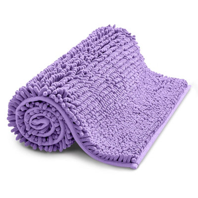 Ameha Purple Chenille Mat 40X60CmExtra SoftNon-SlipAbsorbent Bath Rug & Doormat from B&Q