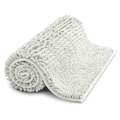 Ameha White Chenille Mat 40X60CmExtra SoftNon-SlipAbsorbent Bath Rug & Doormat from B&Q