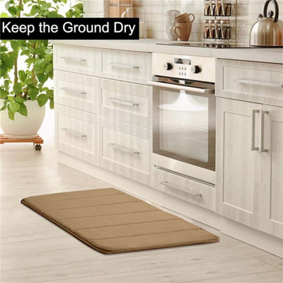 B&Q -  Beige Memory Foam Bath Mat (50X80 Cm) Bathroom Mats Non Slip Washable Mat Super Absorbent Bath Mats For Bathroom