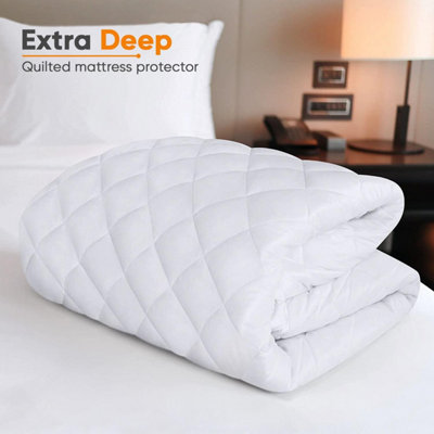 Ameha Single  Size Mattress Protector 30Cm Deep Fitted Mattress Cover-Adjustable Resistant Quilted Bed Cover (90X190Cm) from B&Q
