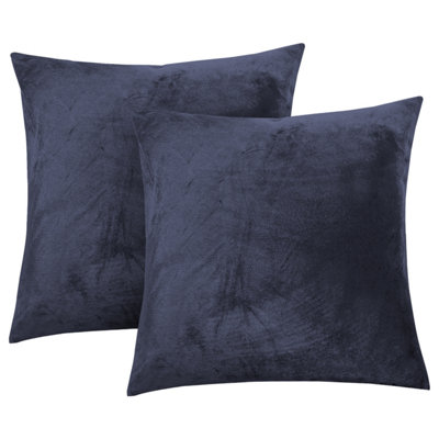 Ameha Charcoal Plain Velvet Cushion Covers18X18 InchPack Of 2Breathable & Hypoallergenic With Hidden Zip Closure from B&Q
