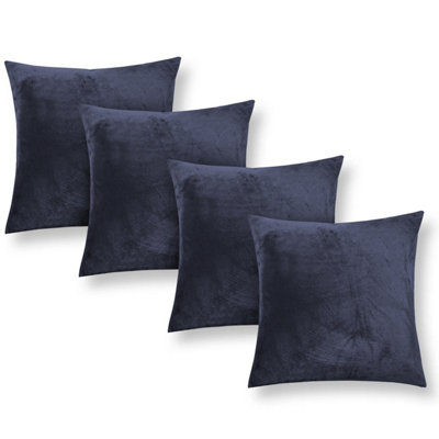 Ameha Charcoal Plain Velvet Cushion Covers18X18 InchPack Of 4Breathable & Hypoallergenic With Hidden Zip Closure from B&Q