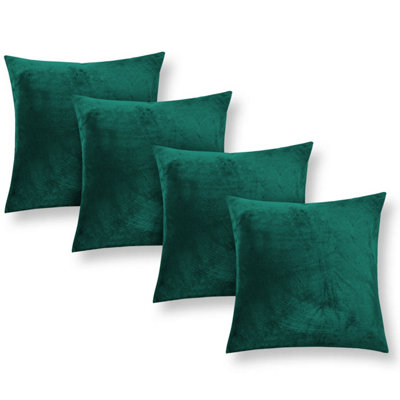Ameha Green Plain Velvet Cushion Covers18X18 InchPack Of 4Breathable & Hypoallergenic With Hidden Zip Closure from B&Q