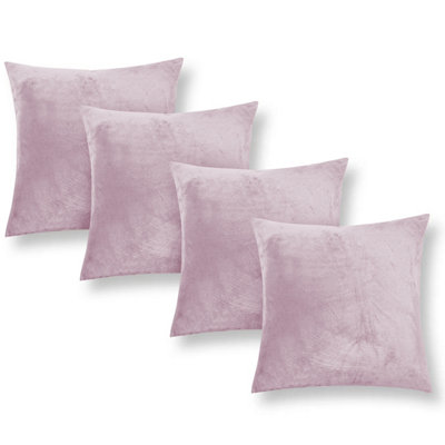 Ameha Pink Plain Velvet Cushion Covers18X18 InchPack Of 4Breathable & Hypoallergenic With Hidden Zip Closure from B&Q