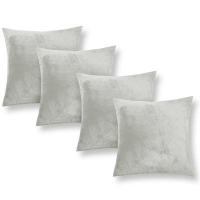 Ameha Off White Plain Velvet Cushion Covers18X18 InchPack Of 4Breathable & Hypoallergenic With Hidden Zip Closure from B&Q