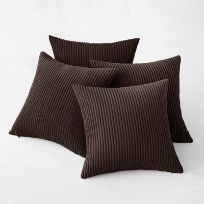 Ameha Coffee Stripe Velvet Cushion Cover 18X18 InchSet Of 4 SoftBreathable & Hypoallergenic With Invisible Zip from B&Q