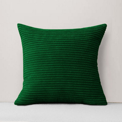 Ameha Emerald Green Stripe Velvet Cushion Cover 18X18 Inch SoftBreathable & Hypoallergenic With Invisible Zip from B&Q
