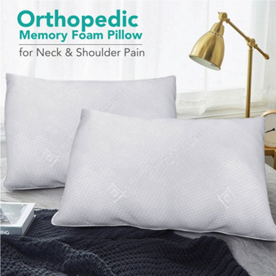 B&Q -  Memory Foam Pillows Pack Of 2 Neck Back And Spine Support Anti Mold & Anti Bacterial Soft Bed Wedge Pillow 40X70Cm