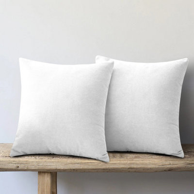 Ameha White Stripe Velvet Cushion Cover 18X18 Inch Set Of 2Soft Breathable Hypoallergenic Zip Closure from B&Q