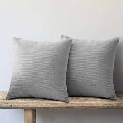 Ameha Stripe Velvet Silver Cushion Cover 18X18 Inch Set Of 2Soft Breathable Hypoallergenic Zip Closure from B&Q